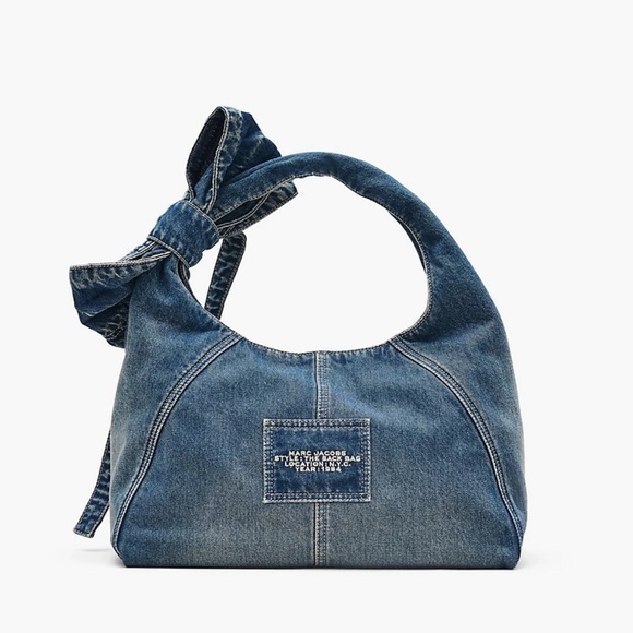 NEW…Marc Jacobs Blue Denim Hobo Bag with Bow medium - Picture 3 of 14